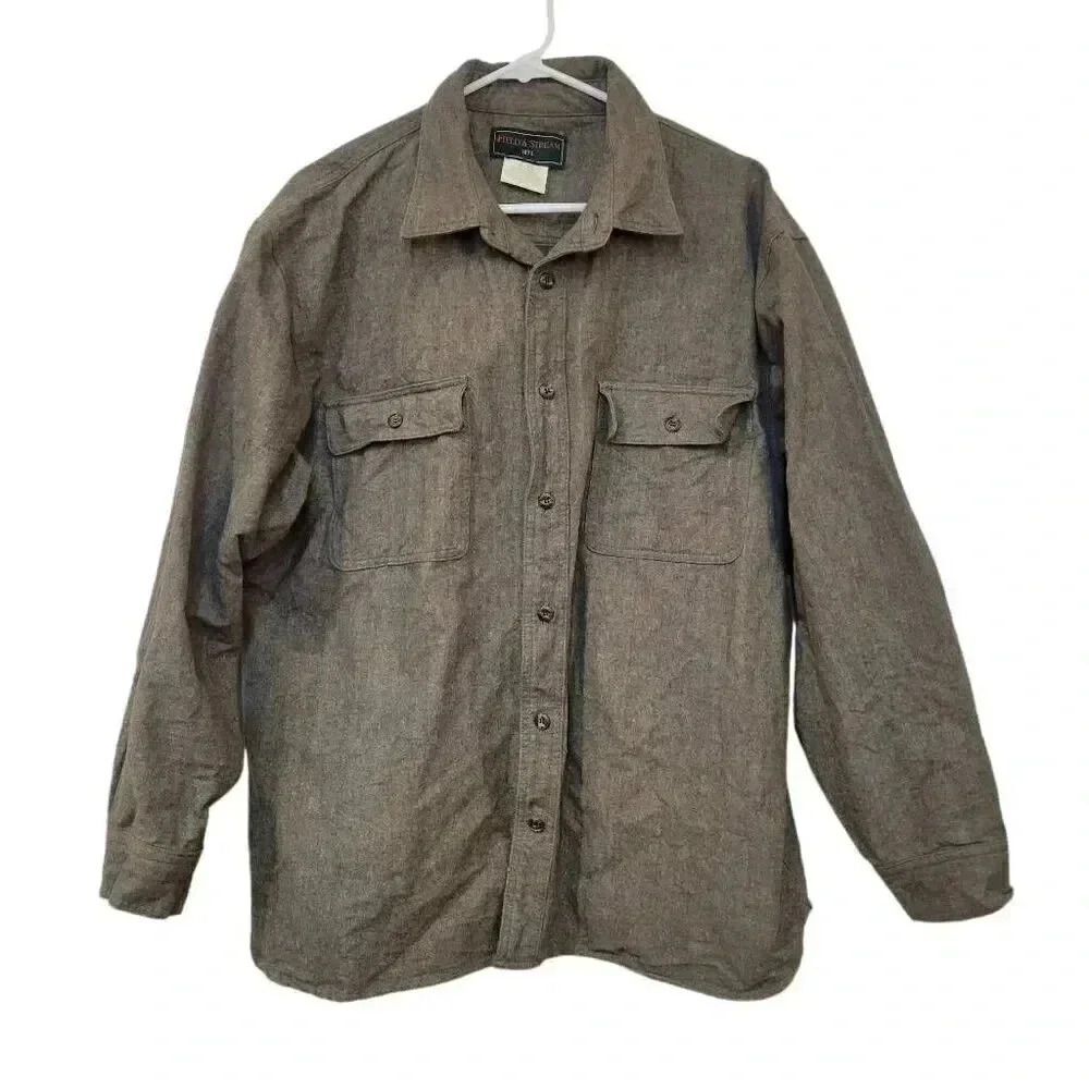 Field & Stream Men's Forest Green Cotton/Rayon Heavy Flannel Button Down Shirt o